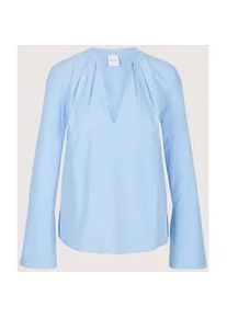 Madeleine Mode Langarmbluse MADELEINE "Streifenbluse Blusenshirt mit Streifendesign", Damen, Gr. 48, blau (royalblau, wei&szlig;), Obermaterial: 100% Baumwolle CO., Modern, figurumspielend, Blusen, Bluse mit Rundhalsblende mit V-Ausschnitt