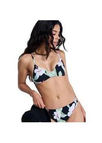 Triangel-Bikini-Top Roxy "Printed Essentials", Damen, Gr. L, Cup B, anthrazit spring charming, Obermaterial: 85% Microfaser, 15% Elasthan;, Bikini-Oberteile