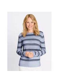 Rundhalspullover Classic Basics "Pullover", Damen, Gr. 52, hellblau, dunkelblau, geringelt, 100% Polyacryl, gemustert, gestreift, mehrfarbig, Pullover Rundhalspullover