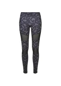 Leggings Urban Classics "Urban Classics Damen Ladies Tech Mesh AOP Leggings", Damen, Gr. 4XL, US-Gr&ouml;&szlig;en, schwarzpaisley, 77% Polyester, 23% Elasthan, slim fit, Hosen Leggings