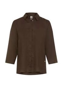 Kurzarmbluse Brax "Style VICKI", Damen, Gr. 46, dunkelbraun, Web, 100% Leinen, Blusen