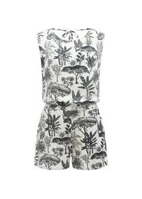 Jumpsuit Ragwear "Zella", Damen, Gr. XS (34), Normalgr&ouml;&szlig;en, beige, 100% Viskose, figurumspielend ca. Mitte Oberschenkel, Rundhals, &Auml;rmel ohne &Auml;rmelschlitz, Overalls Jumpsuit, schicker, kurzer Damen Overall mit floralem Print