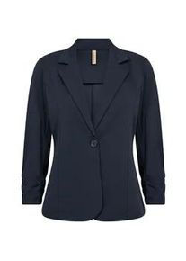 Kurzblazer soyaconcept "SC-SIHAM 97", Damen, Gr. S, navy, Web, Obermaterial: 95% Polyester, 5% Elasthan, unifarben, normal, V-Ausschnitt, Blazer Kurzblazer