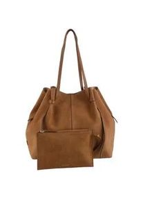 Marc O'Polo Shopper "Sili", Damen, Gr. B/H/T: 31cm x 36cm x 14cm, camelfarben, Veloursleder, MARC O'POLO ACCESSORIES, unifarben, Taschen Shopper, gro&szlig;e Damen-Umh&auml;ngetasche, Schultertasche mit Magnetverschluss