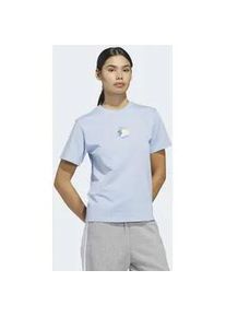 T-Shirt Adidas SPORTSWEAR "LIMONCELLO GRAPHIC", Damen, Gr. XS, glow blau, Obermaterial: 100% Baumwolle, normal, Rundhals, Shirts T-Shirt