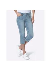 Bequeme Jeans Heine, Damen, Gr. 44, Normalgr&ouml;&szlig;en, blau, bleached, 81% Baumwolle, 17% Polyester, 2% Elasthan, unifarben, kurz, Jeans