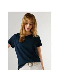 T-Shirt Pepe Jeans "MEGAN", Damen, Gr. XS, dulwich blau, Leinenmischung, Obermaterial: 50% Baumwolle, 50% Leinen, unifarben, Basic h&uuml;ftlang, Rundhals, abgesteppte Kante, Shirts T-Shirt, mit Leinenanteil, Logostickerei auf der Brust