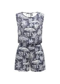 Jumpsuit Ragwear "Zella", Damen, Gr. XL (42), Normalgr&ouml;&szlig;en, midnight, 100% Viskose, figurumspielend ca. Mitte Oberschenkel, Rundhals, &Auml;rmel ohne &Auml;rmelschlitz, Overalls Jumpsuit, schicker, kurzer Damen Overall mit floralem Print