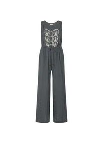 Jumpsuit RAFFYA "Ana Sleeveless Embroidered Jumpsuit Damen", Damen, Gr. 40, Normalgr&ouml;&szlig;en, grau, 100% Baumwolle, normal, eckiger Ausschnitt, Overalls Jumpsuit
