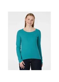 Langarmshirt Ragwear "FLLORAH LONG GOTS", Damen, Gr. S, teal gr&uuml;n, Jersey, Obermaterial: 100% Baumwolle, unifarben, normal, Rundhals, Shirts Langarmshirt, Bestseller aus Single Jersey mit softem Finish und Kn&ouml;pfen