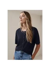 Cardigan Street One, Herren, Gr. 38, shadowed navy, Strick, Obermaterial: 60% Viskose, 40% Baumwolle, unifarben, normal h&uuml;ftbedeckend, Rundhals, B&uuml;ndchen, Strickjacken, Kurzarm-Cardigan mit Rundhals