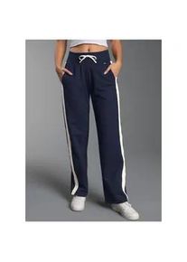Jerseyhose TRIGEMA "TRIGEMA Jogginghose mit kontrastfarbigen Elementen", Damen, Gr. L, US-Gr&ouml;&szlig;en, navy, Sweatware, 50% Baumwolle, 50% Polyester, Basic, Hosen Jerseyhose
