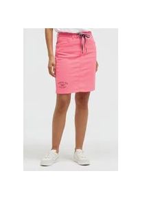 Jeansrock SOCCX, Damen, Gr. XS, rot neon, Sweatware, Material: 86% Baumwolle, 13% Polyester, 1% Elasthan, bedruckt, regular fit, R&ouml;cke Jeansrock, mit Baumwolle