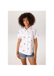 Hemdbluse Aniston CASUAL, Damen, Gr. 46, wei&szlig;, rot, dunkelgr&uuml;n, Web, Obermaterial: 95% Baumwolle, 5% Elasthan, bedruckt, l&auml;ssig geschnitten h&uuml;ftlang, Umschlagbund, Blusen Hemdbluse, allover mit grafischen Kirschen bedruckt - NEUE KOLLEKTION