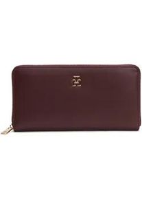 Geldb&ouml;rse Tommy Hilfiger "TH ICON LRG ZA", Damen, dunkelrot, Lederimitat, Kleinlederwaren, Damen Geldbeutel, Portemonnaie mit edlem TH-Logoelement