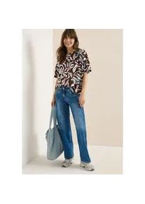 Kurzarmbluse Cecil, Damen, Gr. XL (44), macchiato braun, Stoff, 100% Viskose, gebl&uuml;mt, klassisch normal, Rundhals, abgesteppt, Blusen, aus softer Viskose