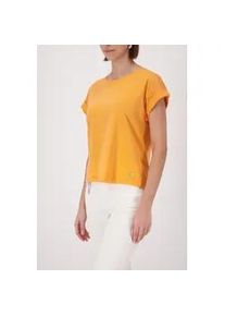 T-Shirt monari "Pima uni", Damen, Gr. 46, aperitif, Single Jersey, Obermaterial: 100% Baumwolle, unifarben, Basic normal, Rundhals, mit Aufschlag abgesteppte Kante, Shirts T-Shirt, Rundhalsausschnitt, reine Baumwolle, Kurzarm mit Aufschlag