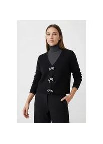 V-Ausschnitt-Pullover Only "ONLDONNA LS V-NECK PULLOVER KNT", Damen, Gr. M, schwarz detail:bling bows, Strick, Obermaterial: 80% Polyacryl, 20% Polyester, unifarben mit Farbeinsatz, regular fit normal, V-Ausschnitt, Pullover