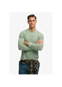 Langarmshirt Superdry "LW TEXTURED GRANDAD TOP", Damen, Gr. L, lilypad gr&uuml;n, Single Jersey, Obermaterial: 100% Baumwolle, unifarben, slim fit normal, Rundhals, Shirts Langarmshirt