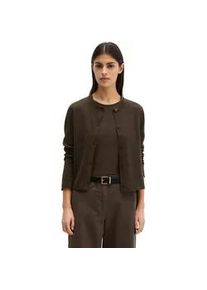 Marc O'Polo Cardigan MARC O'POLO "aus Organic Cotton-Leinen-Mix", Damen, Gr. XS, burnt coffee, Obermaterial: 90% Baumwolle, 10% Leinen, unifarben, regular fit, Rundhals, Strickjacken
