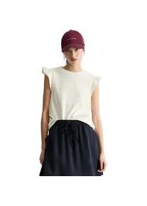 Marc O'Polo T-Shirt MARC O'POLO DENIM "aus Material-Mix", Damen, Gr. S, silky wei&szlig;, Obermaterial: 100% Baumwolle, unifarben, Basic, regular fit, Rundhals, R&uuml;schen, Shirts T-Shirt