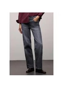 Weite Jeans Street One "Style Wideleg", Damen, Gr. 28, L&auml;nge 32, steel grau washed, Denim/Jeans, Obermaterial: 82% Baumwolle, 15% Polyester, 3% Elasthan, unifarben, loose fit lang, Jeans, mit Glitzer-Details