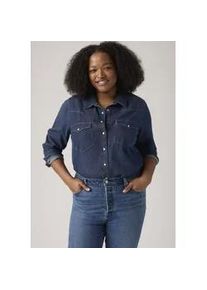 Levi's Jeansbluse LEVI'S PLUS "PL ULTIMATE WESTERN T3", Damen, Gr. XL (44), smokin hot, Web, Obermaterial: 100% Baumwolle, unifarben, regular fit normal, ohne Ausschnitt, Manschette, Blusen Jeansbluse, mit Taschen