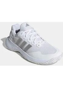 Tennisschuh Adidas PERFORMANCE "GAMECOURT 2", Damen, Gr. 39, cloud wei&szlig;, silber metallic, silber metallic, Synthetik, Textil, Schuhe