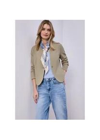 Sweatblazer Street One, Damen, Gr. 38, timeless beige, Jersey, 71% Polyester, 26% Viskose, 3% Elasthan, unifarben, normal normal, V-Ausschnitt, B&uuml;ndchen, Blazer, Jersey