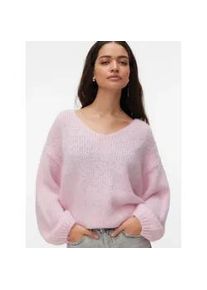 V&eacute;ro Moda Strickpullover VERO MODA "VMMAYBE LS 2WAY V-NECK PULLOVER NOOS", Damen, Gr. XL, parfait pink, Strick, Obermaterial: 100% Polyester, unifarben, loose fit normal, V-Ausschnitt, Strickb&uuml;ndchen, Pullover Strickpullover, Kunstfaser, locker geschnitten, V-Ausschnitt