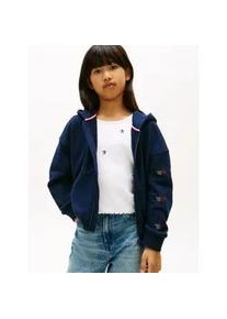 Sweatjacke Tommy Hilfiger "STAR ZIP THROUGH HOODIE", Jungen, Gr. 14 (164), schwarz night navy, Sweatware, Obermaterial: 68% Baumwolle, 32% Polyester, unifarben, relaxed fit normal, Rundhals, Rippstrickb&uuml;ndchen, Sweatjacken Sweatjacke, Kinder bis 16 Jahre, mit Flag-Sternen aus Strass-Steinen