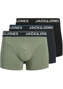 Jack & Jones Trunk JACK & JONES "JACTIMOTHY SOLID TRUNKS 3 PACK", Damen, Gr. XL, 3 Stk., schwarz navy pack:sea spray, schwarz, Jersey, Obermaterial: 95% Baumwolle, 5% Elasthan, meliert, Unterhosen