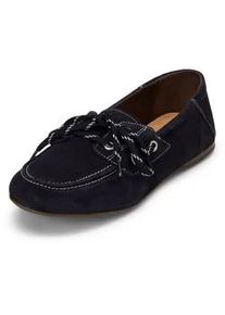 Marc O'Polo Bootsschuh MARC O'POLO "aus weichem Veloursleder", Damen, Gr. 42, navy, Obermaterial: 100% Leder (Rind), unifarben, Schuhe Bootsschuh
