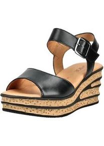 Keilsandalette Gabor "Gabor Sandalen Leder", Damen, Gr. 37,5, schwarz, Leder, Schuhe