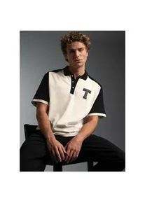 Poloshirt TRIGEMA "TRIGEMA Oversized Raglan T Shirt mit TRIGEMA Printmotiv", Damen, Gr. S, natur, Single Jersey, 100% Baumwolle, Basic, ohne Ausschnitt, Shirts