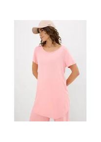 Longshirt bonprix, Damen, Gr. 40/42 (M), softrosa, Obermaterial: 95% Viskose, 5% Elasthan, figurumspielend, Shirts Longshirt, figurumschmeichelnde Passform, Kurzarm, f&uuml;r Fr&uuml;hling und Sommer