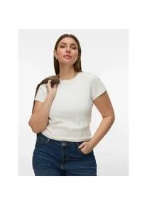 T-Shirt Vero Moda CURVE "VMCHLOE SS SHORT TOP GA JRS NOOS CUR", Damen, Gr. S, snow wei&szlig;, Jersey, Obermaterial: 95% Baumwolle, 5% Elasthan, unifarben, normal, Rundhals, Shirts T-Shirt, Baumwollmischung