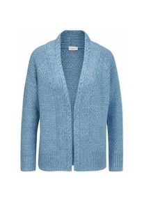 Strickjacke GOLDNER "Zeitlose Strickjacke in Grobstrick", Damen, Gr. 42, blau (jeansblau, melange), Obermaterial: 70% Baumwolle CO. 30% Polyacryl PAN., normal, Sonstiges, Strickjacken Strickjacke, Ohne