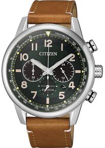 Chronograph Citizen, braun (cognacfarben), Armbanduhren, Herren, Chronograph, Armbanduhr, Herrenuhr, Solar, Datum, Stoppfunktion, Lederarmband