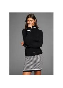 Strickkleid Laura Scott, Damen, Gr. 42, N-Gr, schwarz, Strick, Obermaterial: 70% Viskose, 30% Polyamid, Hahnentrittmuster, figurbetont mini, Kleider Strickkleid, im Retro-Look mit G&uuml;rtel