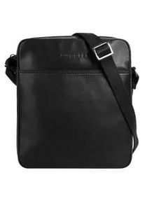 Umh&auml;ngetasche Bugatti "CLIFF", Gr. B/H/T: 22cm x 25cm x 5cm onesize, schwarz, Leder, leicht gl&auml;nzend, unifarben, Taschen Umh&auml;ngetasche, echt Leder