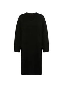 Strickkleid BOSS ORANGE "Fusil Premium Damenmode", Damen, Gr. XL (42), N-Gr, schwarz 001, Web, Obermaterial: 35% Alpaka, 35% Wolle, 30% Polyamid, unifarben, knieumspielend, V-Ausschnitt, gerader Abschluss, Kleider Strickkleid, mit V-Ausschnitt & Ajourdetails