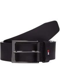 Lederg&uuml;rtel Tommy Hilfiger "LAYTON 3.5 cm breit", Herren, Gr. 125, schwarz, Rindsleder, unifarben, G&uuml;rtel Lederg&uuml;rtel, Metallpatch, Einfachdornschlie&szlig;e