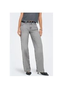 Low-rise-Jeans Only "ONLBRENDA LOW WIDE DNM CRO117 NOOS", Damen, Gr. S, L&auml;nge 30, light grau denim, Denim/Jeans, Obermaterial: 100% Baumwolle, unifarben, lang, Jeans