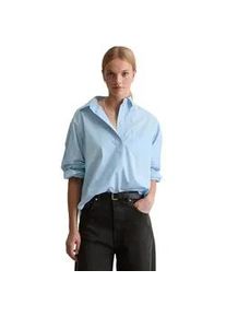 Marc O'Polo Langarmbluse MARC O'POLO DENIM "aus softem Popeline", Damen, Gr. XS, blau dusk, Obermaterial: 100% Baumwolle, unifarben, relaxed fit normal, Manschette, Blusen