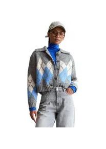 Marc O'Polo Cardigan MARC O'POLO DENIM "mit flauschiger Alpakawolle", Damen, Gr. L, medium grau, Obermaterial: 41% Polyamid, 32% Alpaka, 27% Wolle, gemustert, Rippb&uuml;ndchen, Strickjacken