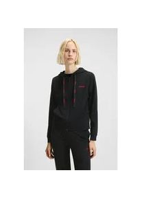Sweatjacke HUGO UNDERWEAR, Damen, Gr. M, schwarz, Sweatware, Obermaterial: 66% Baumwolle, 30% Polyester, 4% Elasthan, unifarben, Basic, gerade normal, Rundhals, B&uuml;ndchen, Sweatjacken Sweatjacke, Kapuze, Rei&szlig;verschluss, gerade geschnitten