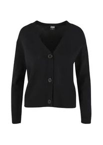 Strickjacke Urban Classics "Urban Classics Damen Ladies Knitted Cardigan", Damen, Gr. L, schwarz, 70% Viskose, 30% Polyamid, unifarben, normal, V-Ausschnitt, Strickjacken Strickjacke