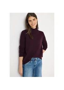 Stehkragenpullover Cecil, Damen, Gr. M (40), eggplant rot melange, Strick, Obermaterial: 37% Baumwolle, 34% Polyacryl, 26% Polyester, 3% Elasthan, unifarben, l&auml;ssig geschnitten h&uuml;ftbedeckend, Rundhals, B&uuml;ndchen, Pullover Stehkragenpullover, mit Turtelneck-Stehkragen