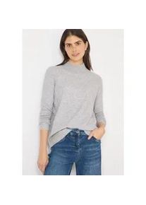 Stehkragenpullover Cecil, Damen, Gr. S (38), luna grau melange, Strick, Obermaterial: 37% Baumwolle, 34% Polyacryl, 26% Polyester, 3% Elasthan, unifarben, l&auml;ssig geschnitten h&uuml;ftbedeckend, Rundhals, B&uuml;ndchen, Pullover Stehkragenpullover, mit Turtelneck-Stehkragen